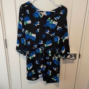 Lila Rose romper, black/blue/white/green, size 10